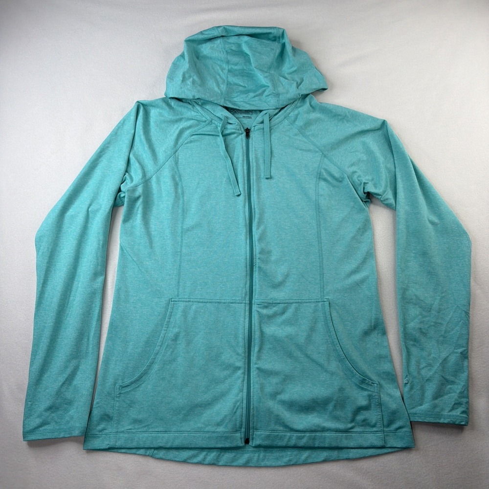 Patagonia Women L Full Zip Hoodie Aqua Blue Worn Wear Stretch Jacket STY54905